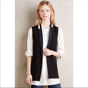ANTHROPOLOGIE "elevenses" Blue, White, & Black Colorblock Sleeveless Vest